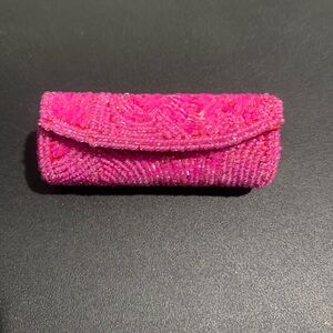 Elegant Pink Beaded Lipstick Holder